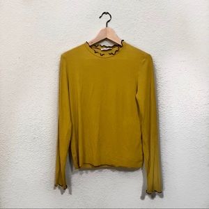 Zara Trafaluc Mustard Mock-neck Long sleeve Top